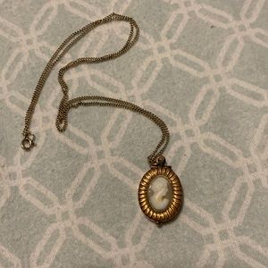 Gold plated locket, antique necklace